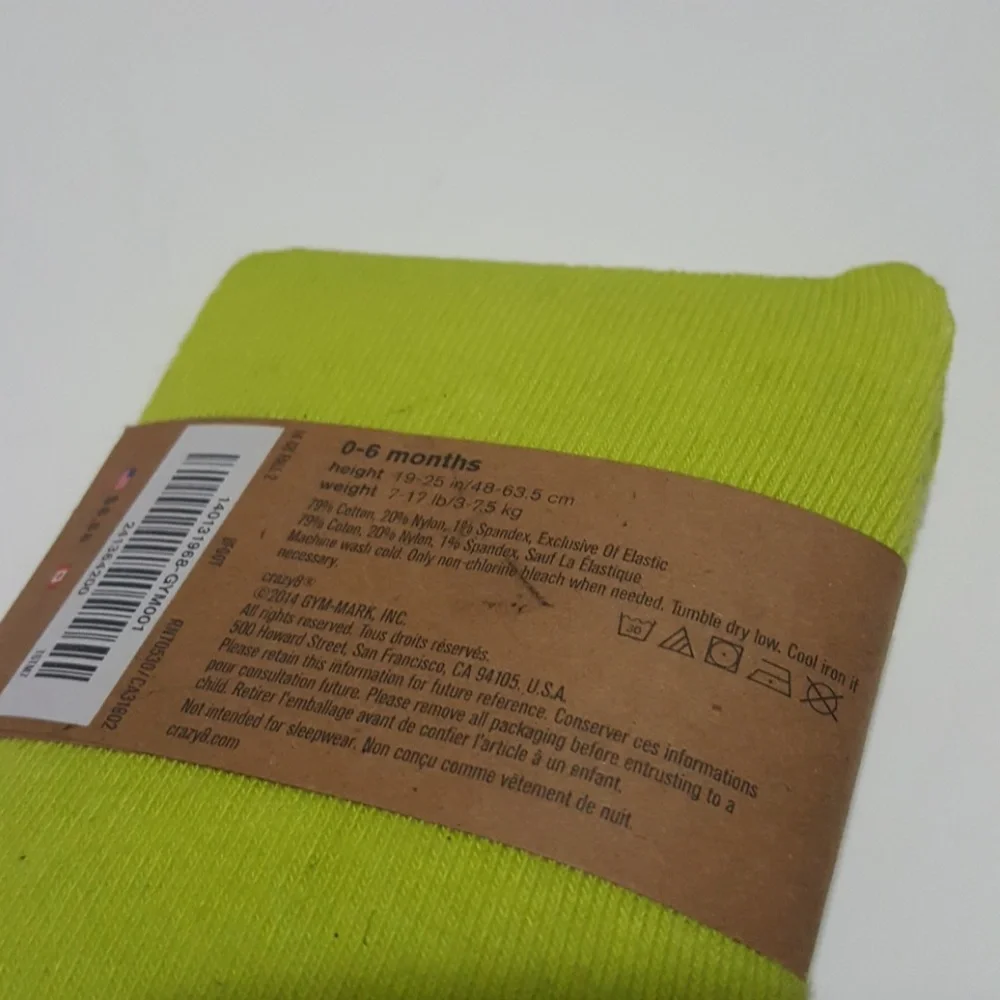 Crazy 8 Lime Green Footless Tights Size 0-6M